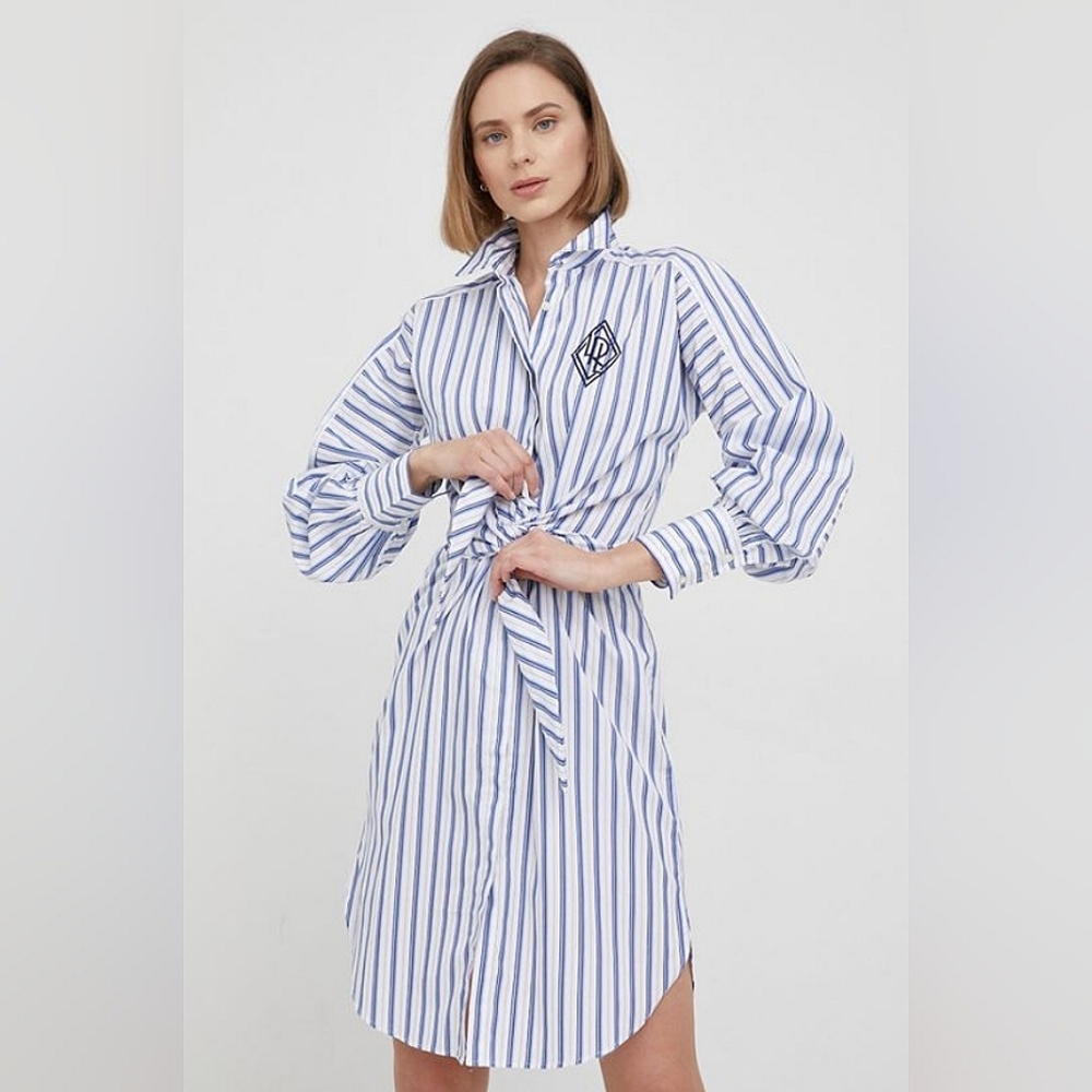 Lauren Ralph LaurenStriped Cotton Broadcloth Shirtdress